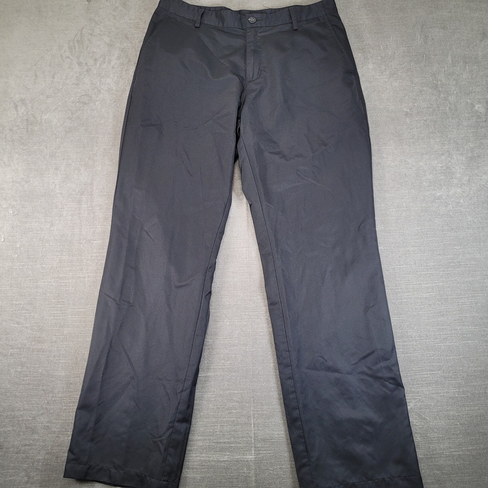 Adidas Climalite Golf Pants Mens 32x32 Black Flat Front Performance Trousers